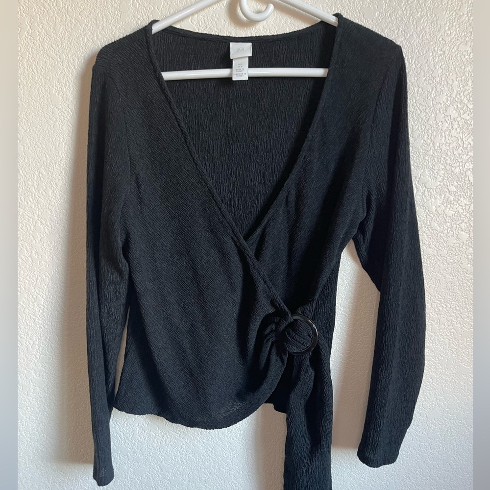 H&M faux wrap long sleeve top